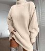 Solide Rollkragen Lange Pullover Winter Warme Frauen Pullover Kleid