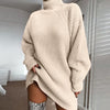 Solid Turtleneck Long Sweater Winter Warm Women Sweater Dress