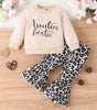 Parent-child Clothes Suit Clothes Girls' Sweater Top Leopard Print Bell-bottom Pants