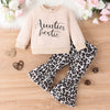 Parent-child Clothes Suit Clothes Girls' Sweater Top Leopard Print Bell-bottom Pants