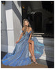 Sequined Large Skirt Tube Top Fashionable With Side-slit Dress