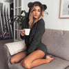 Women autumn winter spring Fleece Long Sleeve Sleepwear Pajamas Night Dress Jumpsuit with cute ears hood