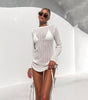 Women's Hollow-out Side Strap Round Neck Backless Sun Protective Blouse Dress