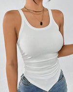 Solid Ruched Hanky Hem Tank Top