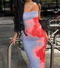 Slim Slit Tube Long Dress Summer Sexy Pint Party Beach Dresses Women's Clothing