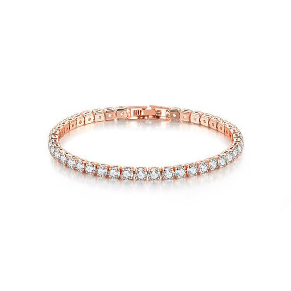 round single row full diamond gold tennis bracelet,