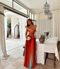 Graceful And Fashionable Satin Gradient Backless Lace Up Sexy Dress