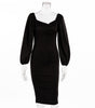 Waist bubble sleeve dress long sleeve dress