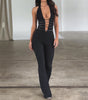 Women's Lace Lash Rope Lace Up Slim Fit Halter Jumpsuit