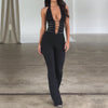 Women's Lace Lash Rope Lace Up Slim Fit Halter Jumpsuit