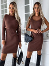 2pc Women's Stripe Top & Skirt Set - Autumn/Winter Fashion