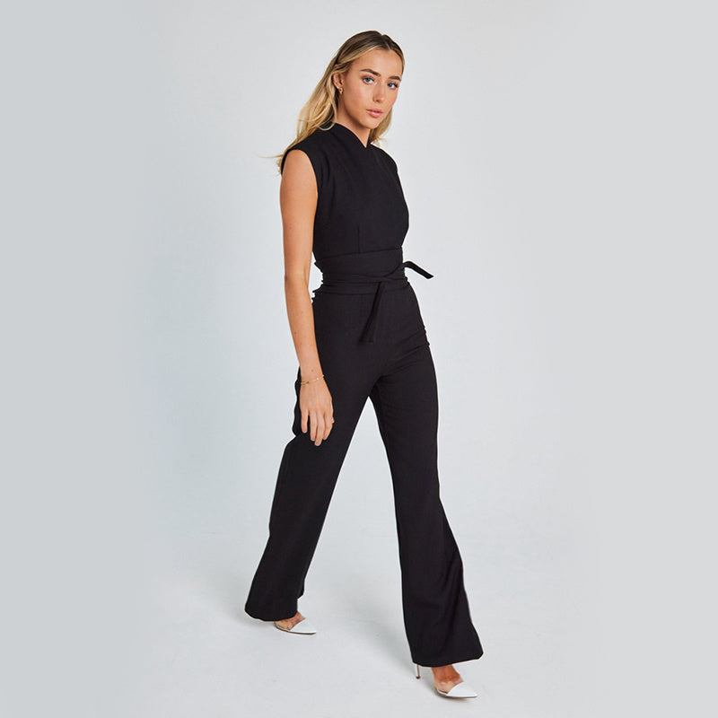 Elegant Sleeveless V-Neck Wide-Leg Jumpsuit