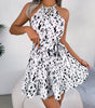 Lässiges Leopardenmuster, gerüschtes Swing-Kleid, Sommermode, Strandkleider für Damen