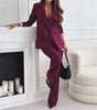 Women's Suit Lapel Leisure Commute Solid Color Two-piece Suit