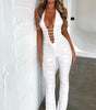 Women's Lace Lash Rope Lace Up Slim Fit Halter Jumpsuit