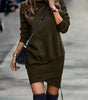 Long Sleeve Dress Solid Color High Neck Cross Short Dress Womens Clothing