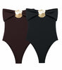Women's Chest Metal Decoration Black Swimsuit