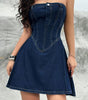 Women's Off-Shoulder Denim Bodycon Dress – Y2K Party Clubwear