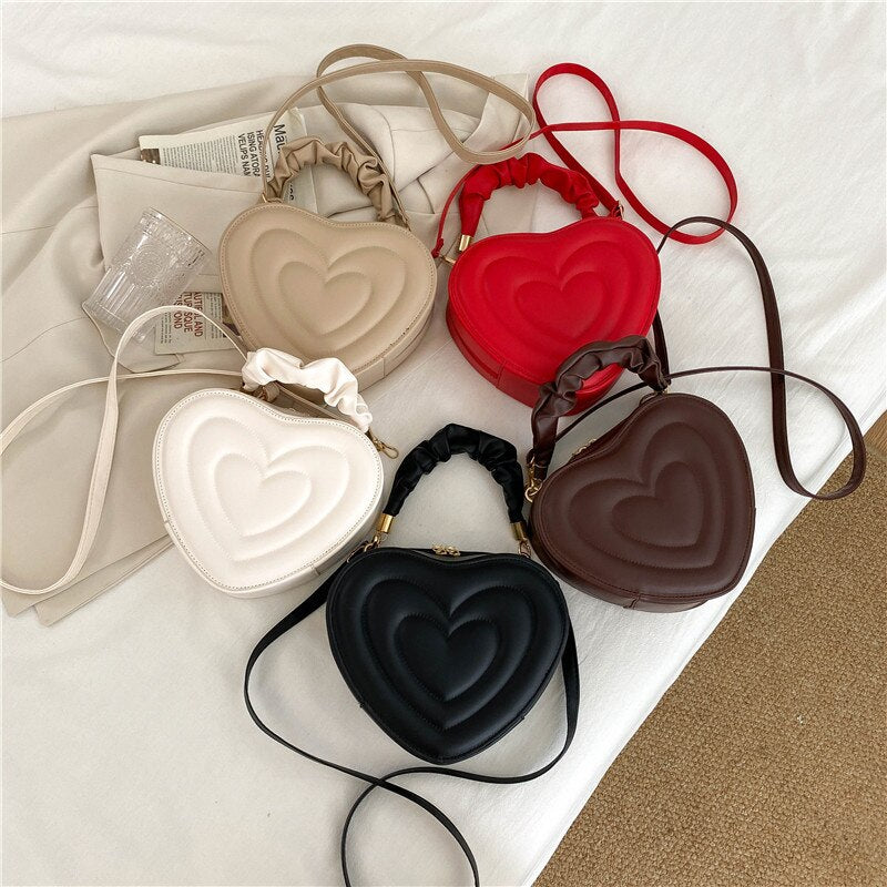 Heart-Shaped PU Leather Crossbody Bag