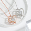 Zircon Double Love Necklace With Rhinestones Ins Personalized Heart