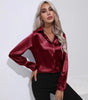 One-Button Satin Long Sleeve Shirt