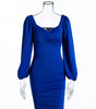 Waist bubble sleeve dress long sleeve dress