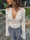 Lace Bottom Shirt-Women's Fashionable Lace Bottoming Shirt Top