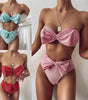 Split bright silk bikini