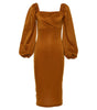 Waist bubble sleeve dress long sleeve dress