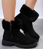 Women's Winter Plush Snow Boots - Side-Zip, Low-Heel