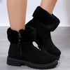 Women's Winter Plush Snow Boots - Side-Zip, Low-Heel