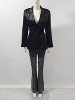 Suit Pearl Sequin Gauze Trousers Suit Dress Two Pieces