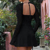 Sexy Y2K Corset Lace Dress - Long Sleeve, Backless Lace-Up