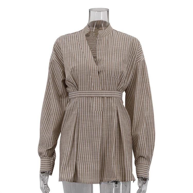 Female Simple All-match Long Sleeves Tied Top