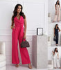 Women's Sleeveless V-neck Waist Trimming Lace Up Jumpsuit