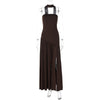 Pure Color Split Backless Elegant Streamer Dress
