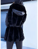 New Style Fur Belt Belt Hooded Zipper Jacket Women's Clothing