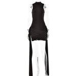 Sexy Sleeveless Bodycon Mini Dress with Side Slit & Tie – Stretchy Party Clubwear