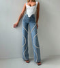 Mode Damen Kleidung Lose Gerade geschnittene Strass Jeans Mit Design Sinn