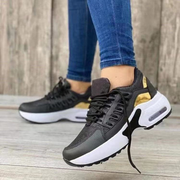 Lace Up Sneakers Women Wedge Heel Running Sports Shoes