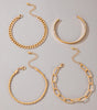 Exaggerated And Minimalist Gold Thick Chain Bracelet Set Of Four Pieces