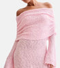 Women's Hollow-out Long-sleeved Off-shoulder Dress Short Skirt
