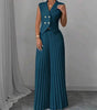 Women's Summer Sleeveless Suit – Button Vest & Pleated Pants Set