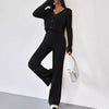 Two-piece Women's V-neck Short Knitted Cardigan Bootcut Trousers Versatile Casual Women's Clothing
