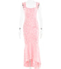 Fashion Off-neck Tube Top Stitching Hip Fishtail Dress