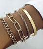 Exaggerated And Minimalist Gold Thick Chain Bracelet Set Of Four Pieces