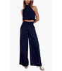 Sleeveless Crop Top & Wide-Leg Pants Set