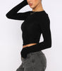 Women's Clothing Fashion Slim Long-sleeved Pullovers Tops Solid Causal Fit Shirts