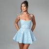 European And American Style Jacquard Texture Spaghetti Straps Slimming A- Line Dress