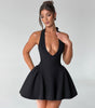 Sexy Deep V-neck Halter Dress Ins Fashion Slim Short Dress For Party